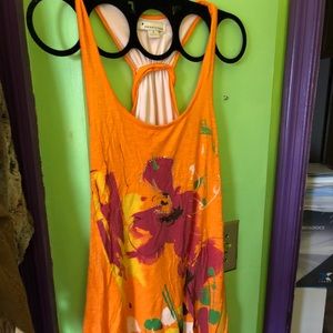 Bubble bottom orange dress with graphic print